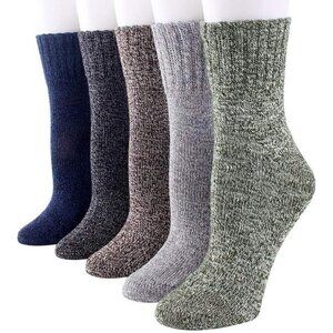 YZKKE 5Pack Womens Q-13 Vintage Winter Soft Warm Thick Cold Knit Wool Crew Sock